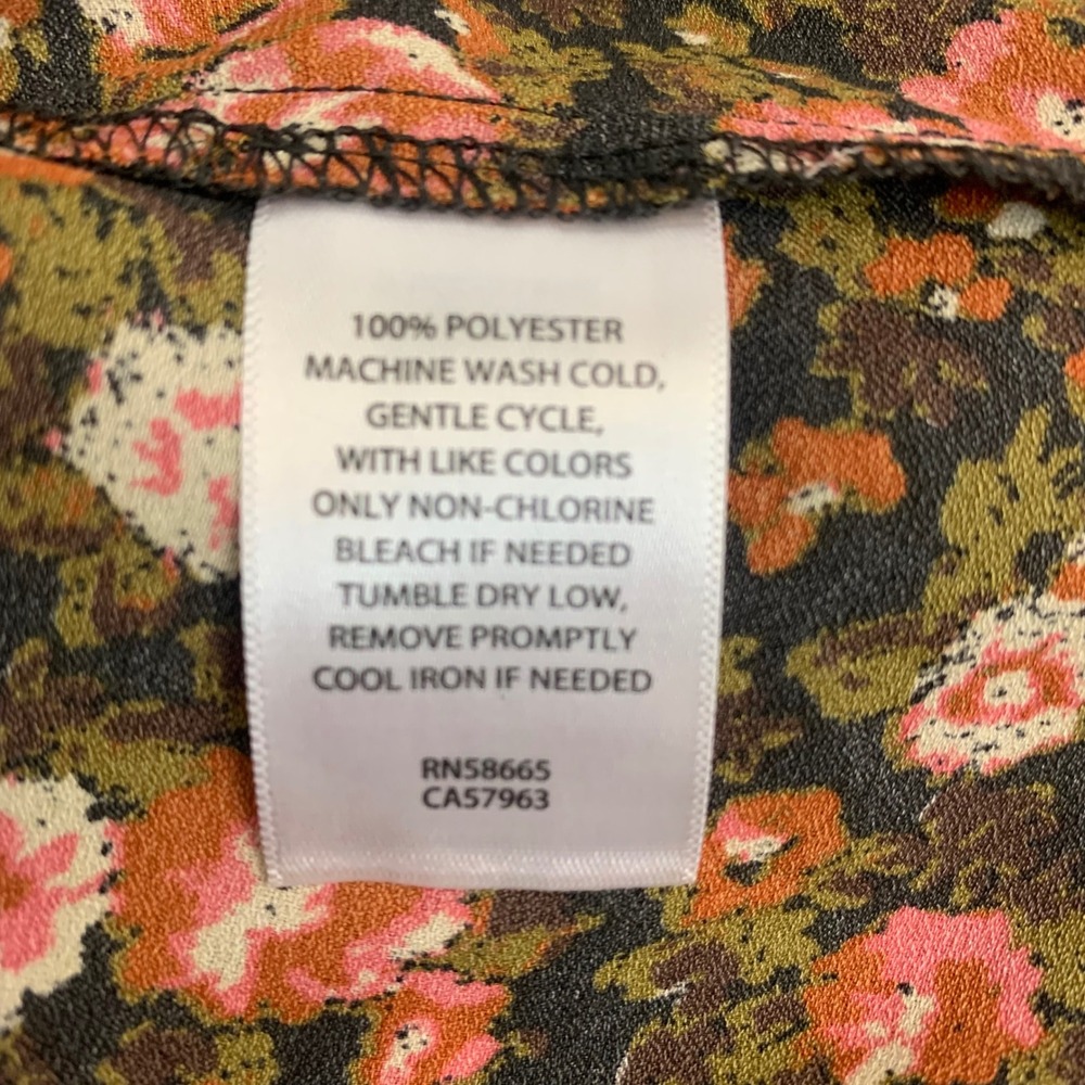 Treasure & Bond Womens XS Floral‎ V-Neck Long Sleeve Blouse Brown Pink Boho Top - Picture 6 of 7